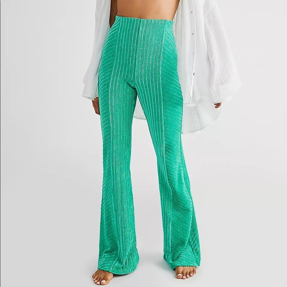 Free People - Slim Pull-On Velvet Flare Pants - Picture 5 of 13